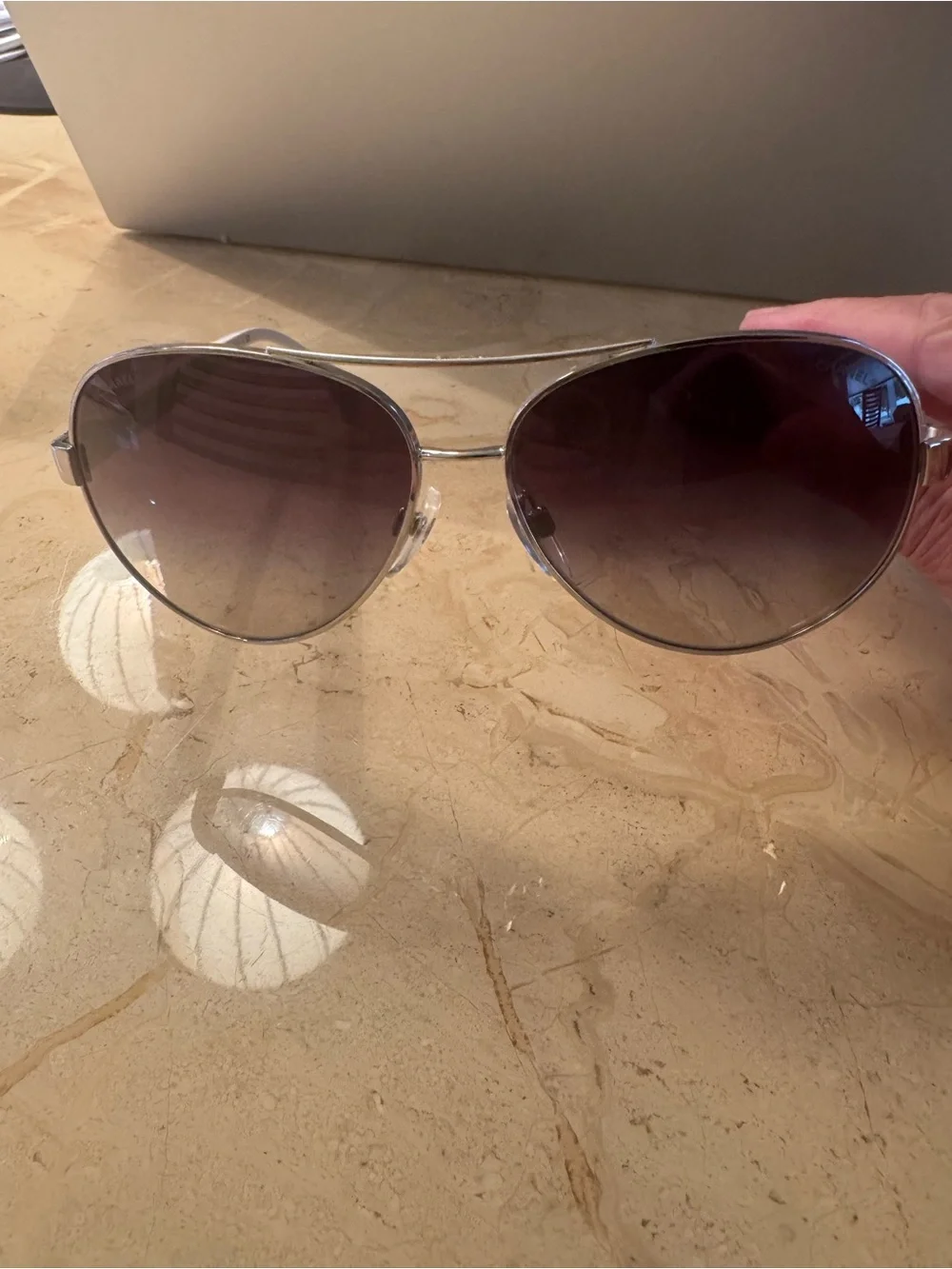 CHANEL White Sunglasses Temple Arm with Logo Marking